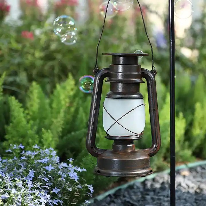 Outdoor Hanging Decorations Lanterns for Patio Waterproof Flickering Flame Solar Powered LED Vintage Lantern