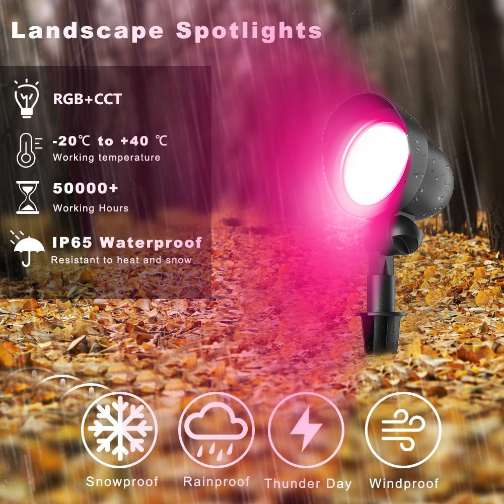 OEM ODM 12W RGBW Changing LED Garden Lights Low Voltage Smart Spotlight Bluetooth Control Aluminum Body IP65 DC Power Supply