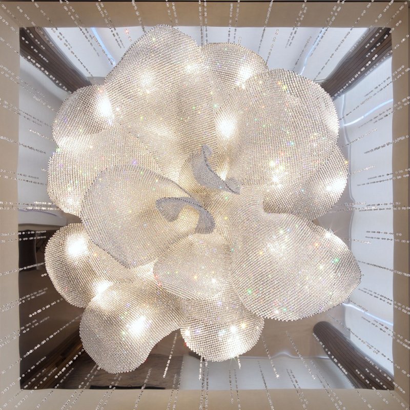 Custom Design Decoration Project Hotel Large Lobby Luxury Big Crystal Chandelier