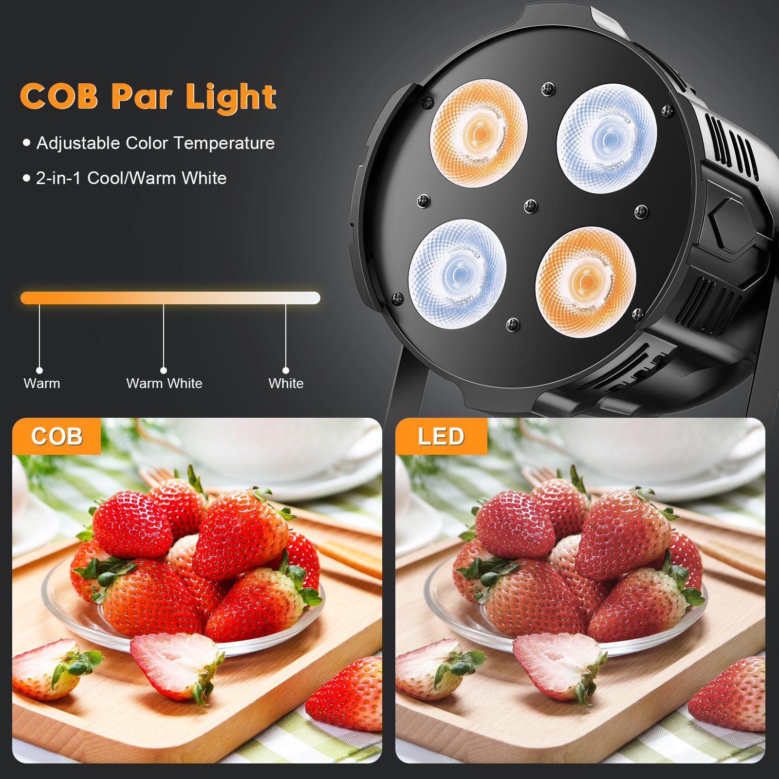 4*50w Cold Warm White Par Lights for Bar Disco Club Dj Stage Lighting With LED High Brightness COB Light