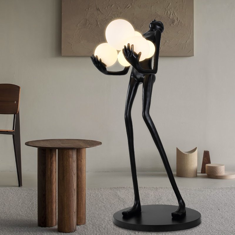 Large Humanoid Design Modern Sculpture Led Floor Lamp Decorative Resin Standing Floor Lamp