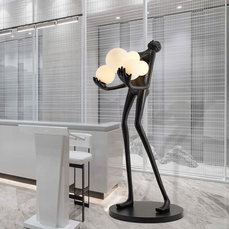 Large Humanoid Design Modern Sculpture Led Floor Lamp Decorative Resin Standing Floor Lamp