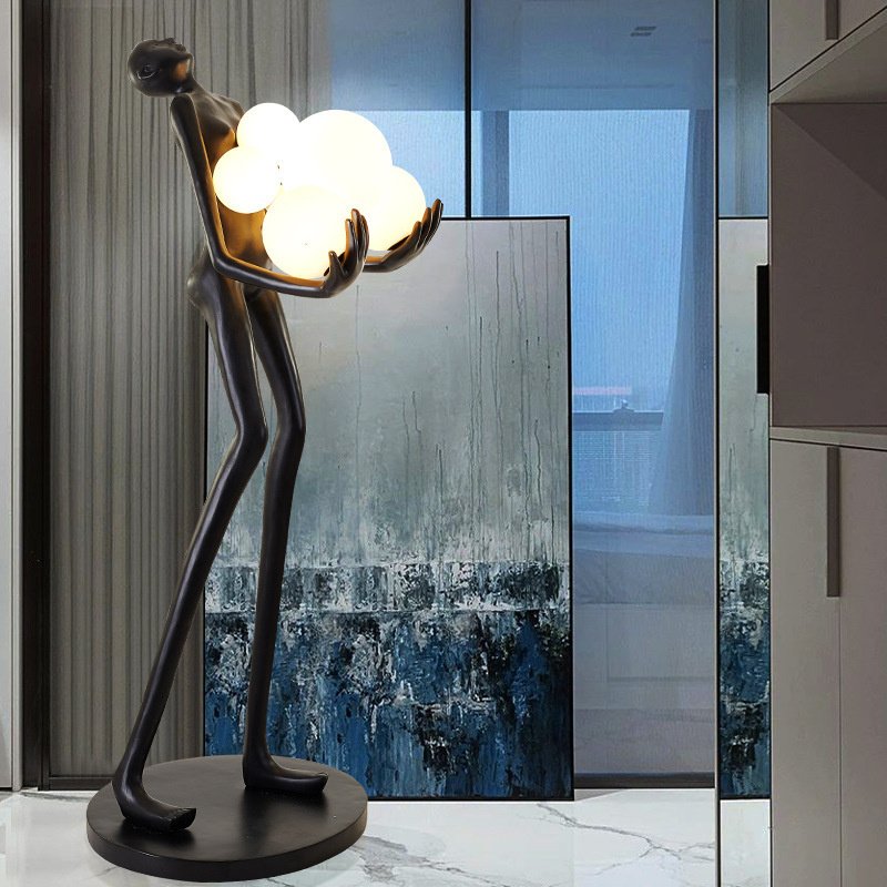 Large Humanoid Design Modern Sculpture Led Floor Lamp Decorative Resin Standing Floor Lamp