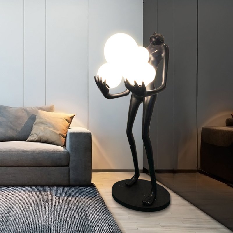 Large Humanoid Design Modern Sculpture Led Floor Lamp Decorative Resin Standing Floor Lamp