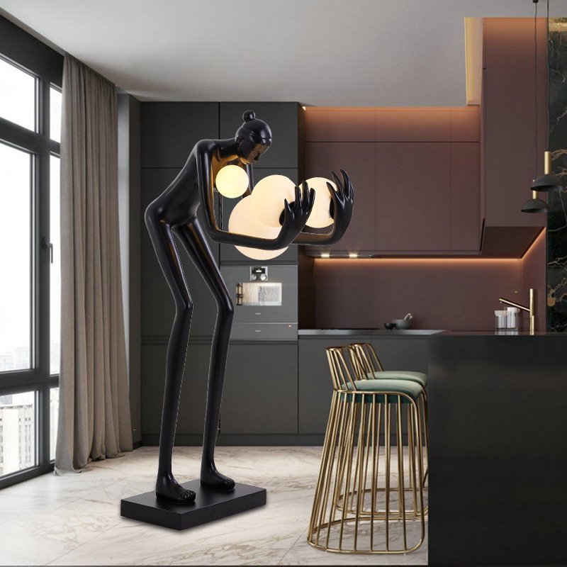 Large Humanoid Design Modern Sculpture Led Floor Lamp Decorative Resin Standing Floor Lamp