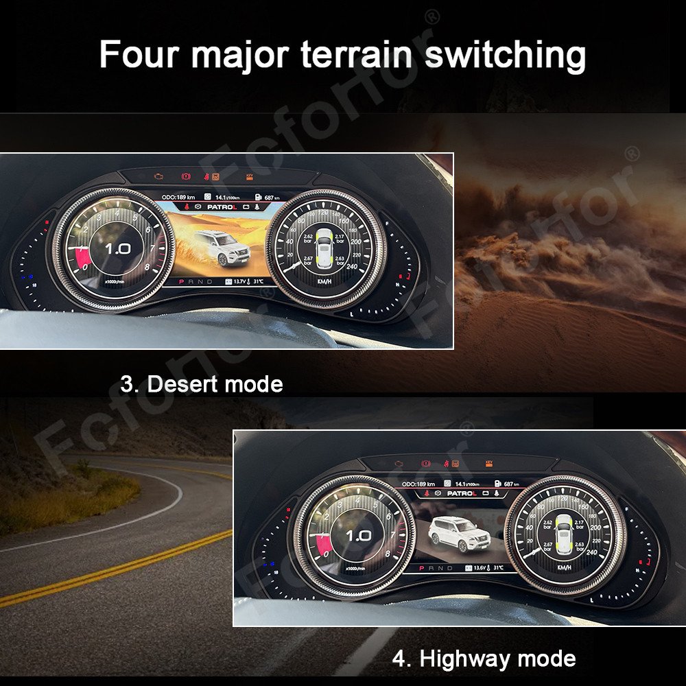 LCD Digital Cluster for Nissan Y62 2010-2022 Virtual Cockpit Speed Meter Dashboard Instrument