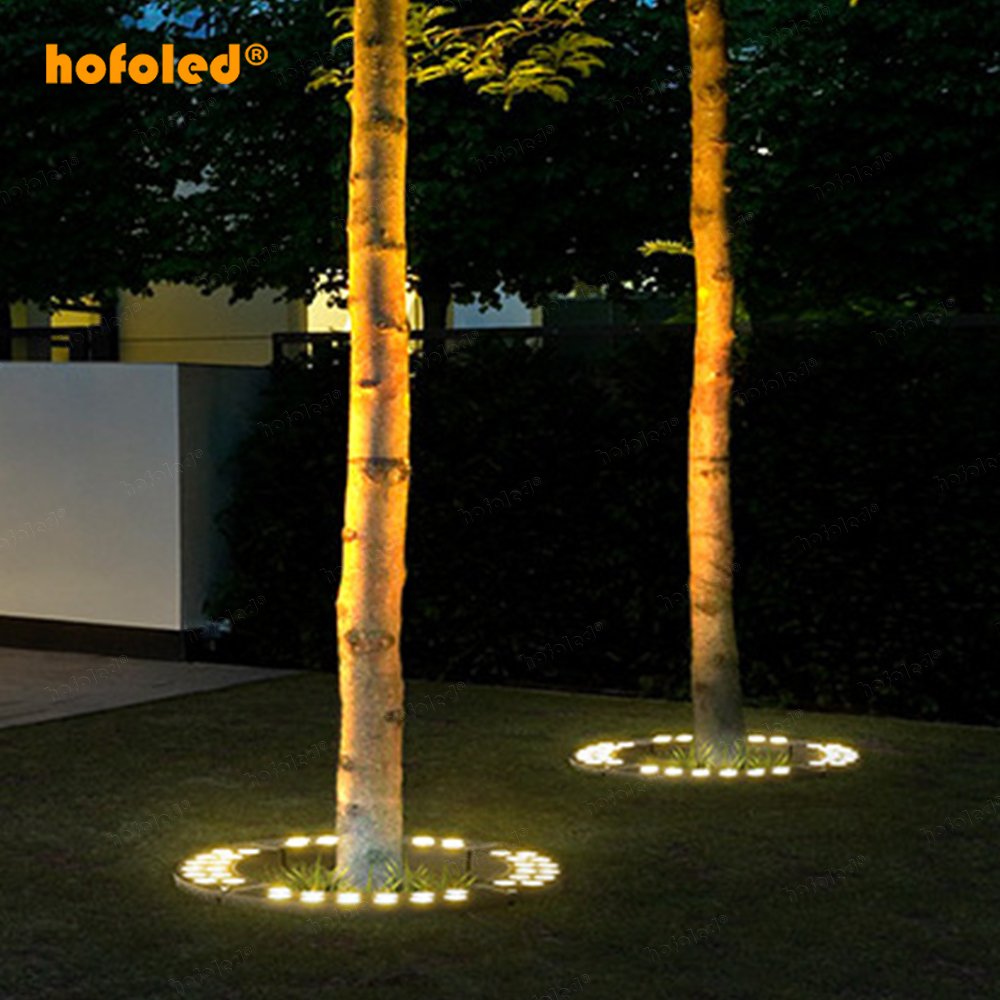 Hot Selling Decorative Pillar Lighting Palm/Coconut Trunk Tree Hoop Lamps LED Outdoor Tree Spotlight Column Tree Ring Light