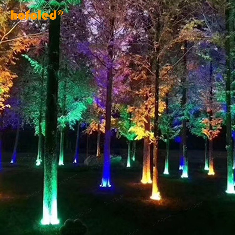 Hot Selling Decorative Pillar Lighting Palm/Coconut Trunk Tree Hoop Lamps LED Outdoor Tree Spotlight Column Tree Ring Light