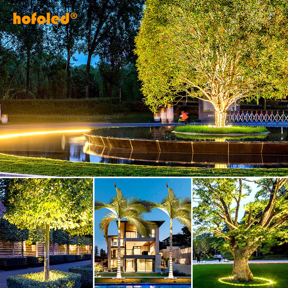 Hot Selling Decorative Pillar Lighting Palm/Coconut Trunk Tree Hoop Lamps LED Outdoor Tree Spotlight Column Tree Ring Light
