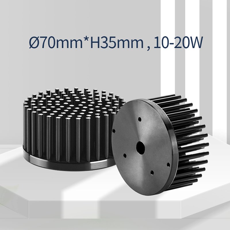 70mm Diameter 20W Black Anodizing Aluminium Round Led Passive Cooling Heat Sink Heatsink