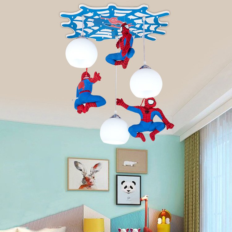 Cartoon Spider-Man Ceiling Light LED Three-color Variable Light Bedroom Children's Room Day Care Eye protection Ceiling Light
