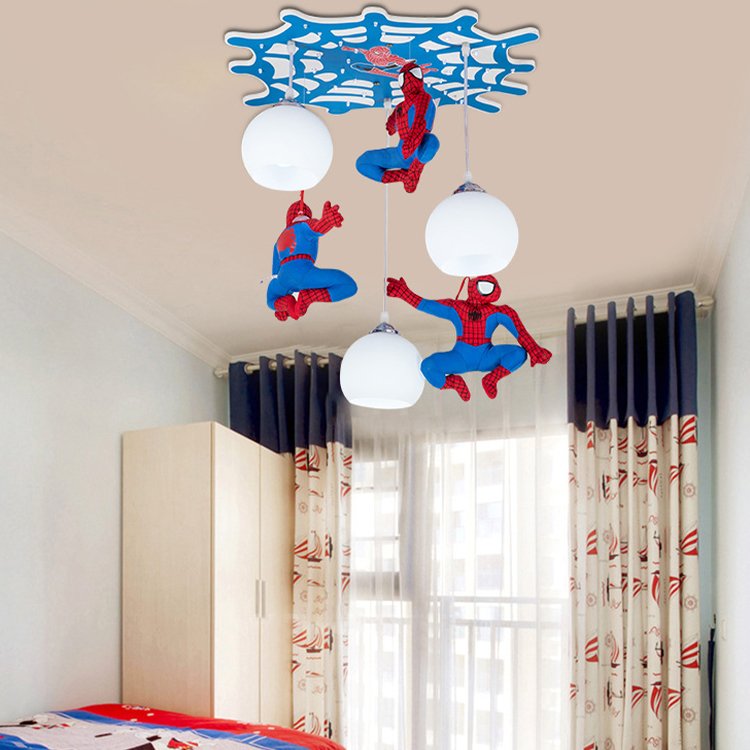 Cartoon Spider-Man Ceiling Light LED Three-color Variable Light Bedroom Children's Room Day Care Eye protection Ceiling Light