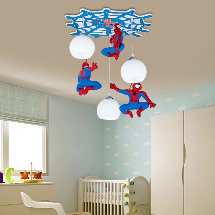 Cartoon Spider-Man Ceiling Light LED Three-color Variable Light Bedroom Children's Room Day Care Eye protection Ceiling Light