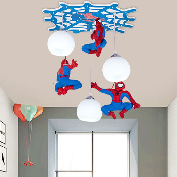 Cartoon Spider-Man Ceiling Light LED Three-color Variable Light Bedroom Children's Room Day Care Eye protection Ceiling Light