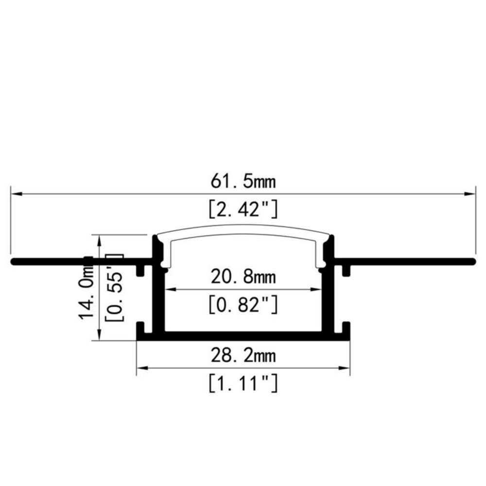 62mm * 14mm Recessed Aluminium LED Profile in Gypsum Plaster Architectural Ceiling for Dry Wall Indoor LED Linear Lighting