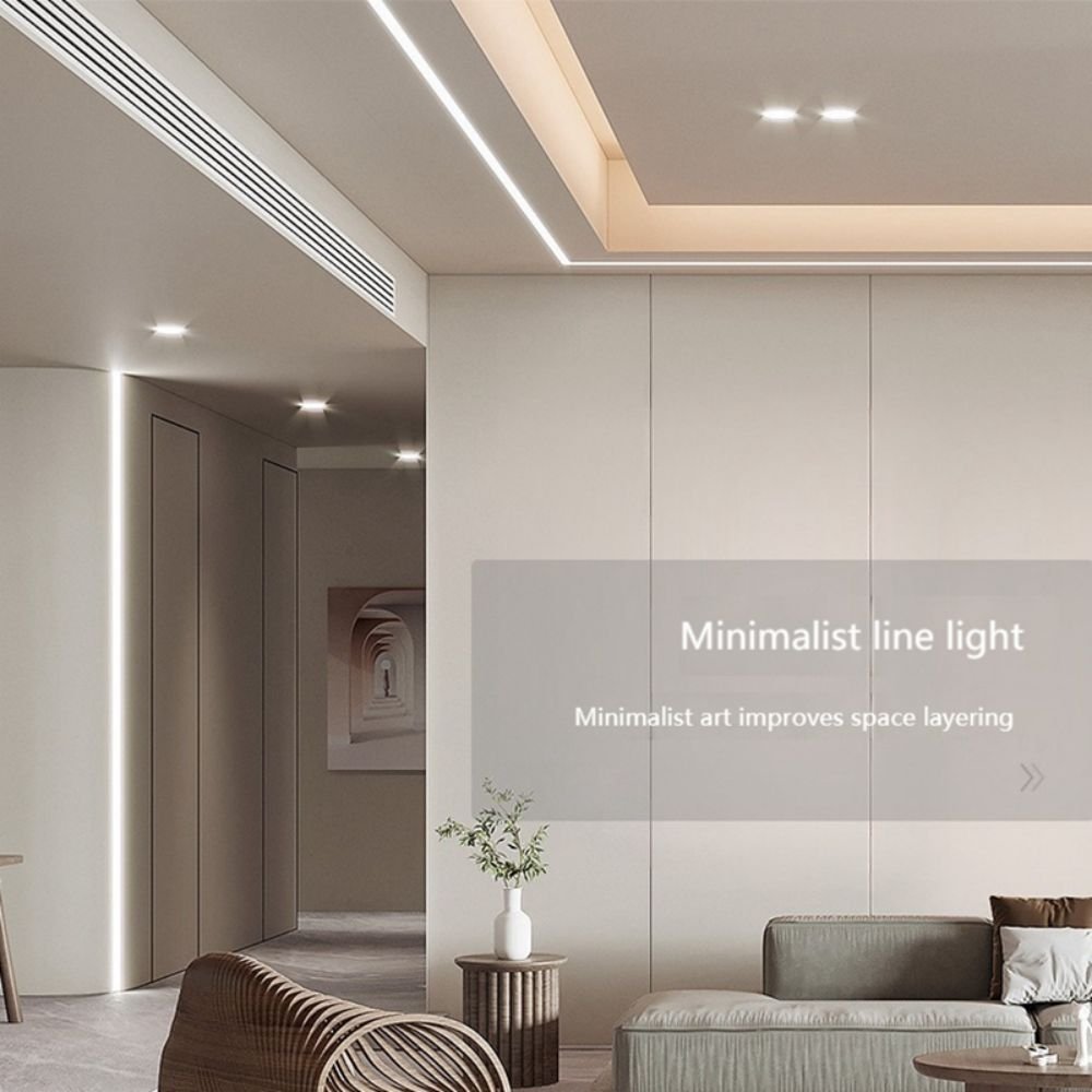 62mm * 14mm Recessed Aluminium LED Profile in Gypsum Plaster Architectural Ceiling for Dry Wall Indoor LED Linear Lighting