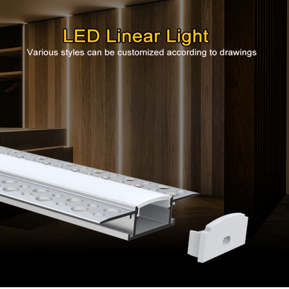 62mm * 14mm Recessed Aluminium LED Profile in Gypsum Plaster Architectural Ceiling for Dry Wall Indoor LED Linear Lighting