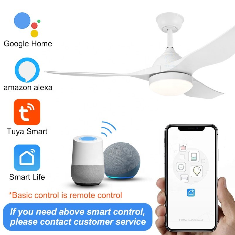 C026 52-Inch High Air Volume Ceiling Fan with Light APP Control Remote Switch DC Motor Includes Project Installation Solution