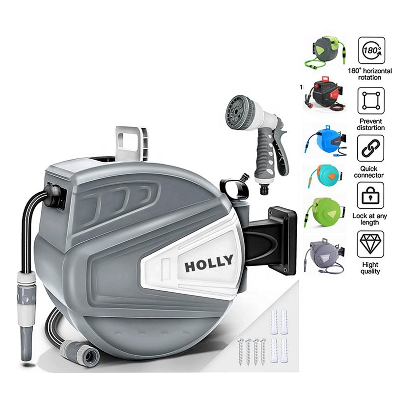 40 Meter Extra Long Retractable Water Hose Reel Wall Mount Heavy Duty Garden Hose Reel 130 Heavy Duty Automatic Rewind Hose Reel