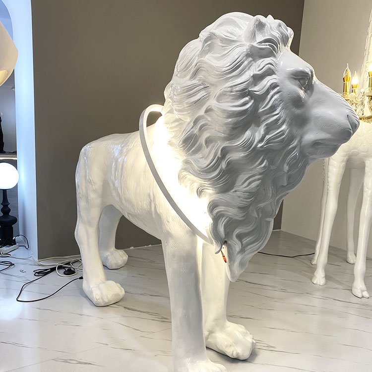Fashion Home Sculpture Lion Ornaments Desktop Floor Decoration Dinning Room Hall Life Size Fiberglass Resin Animal Home Decor