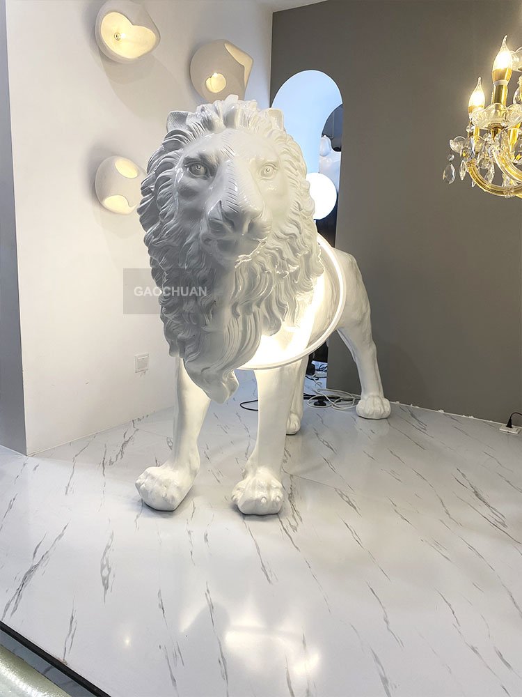 Fashion Home Sculpture Lion Ornaments Desktop Floor Decoration Dinning Room Hall Life Size Fiberglass Resin Animal Home Decor