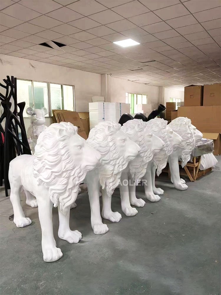Fashion Home Sculpture Lion Ornaments Desktop Floor Decoration Dinning Room Hall Life Size Fiberglass Resin Animal Home Decor