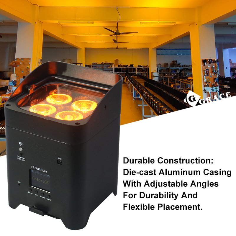 Igracelite 4x18w RgbwaUv LED Par Battery Powered Uplight Stage Effect WIFI Wireless Dmx Light
