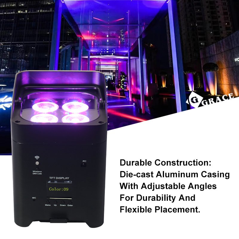 Igracelite 4x18w RgbwaUv LED Par Battery Powered Uplight Stage Effect WIFI Wireless Dmx Light
