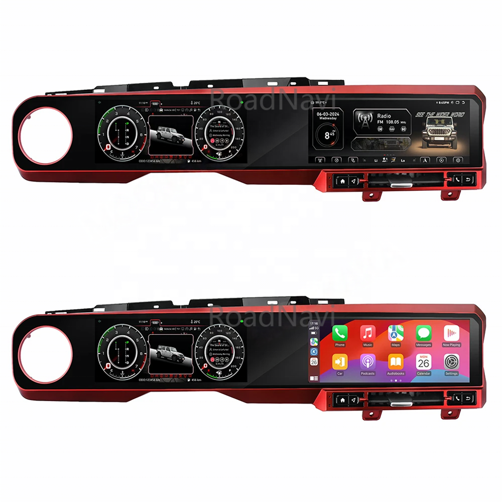 RoadNavi 12.3 Inch Dual Screen for Jeep Wrangler JL 2018-2023 Android Car Radio Head Unit Auto Digital Meter Cluster Dashboard