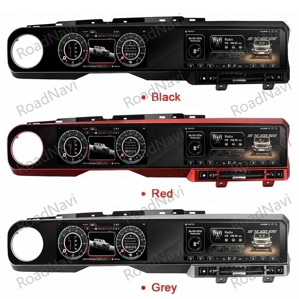 RoadNavi 12.3 Inch Dual Screen for Jeep Wrangler JL 2018-2023 Android Car Radio Head Unit Auto Digital Meter Cluster Dashboard