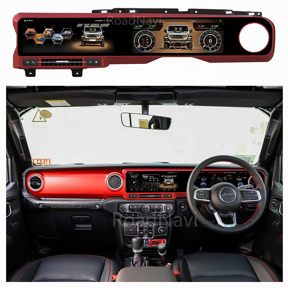 RoadNavi 12.3 Inch Dual Screen for Jeep Wrangler JL 2018-2023 Android Car Radio Head Unit Auto Digital Meter Cluster Dashboard