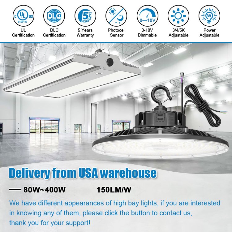 High Bay Light 150W 200W 240W 300W 400W CCT&WATT Adjustable Commercial Industrial Warehouse Workshop Linear High Bay Light