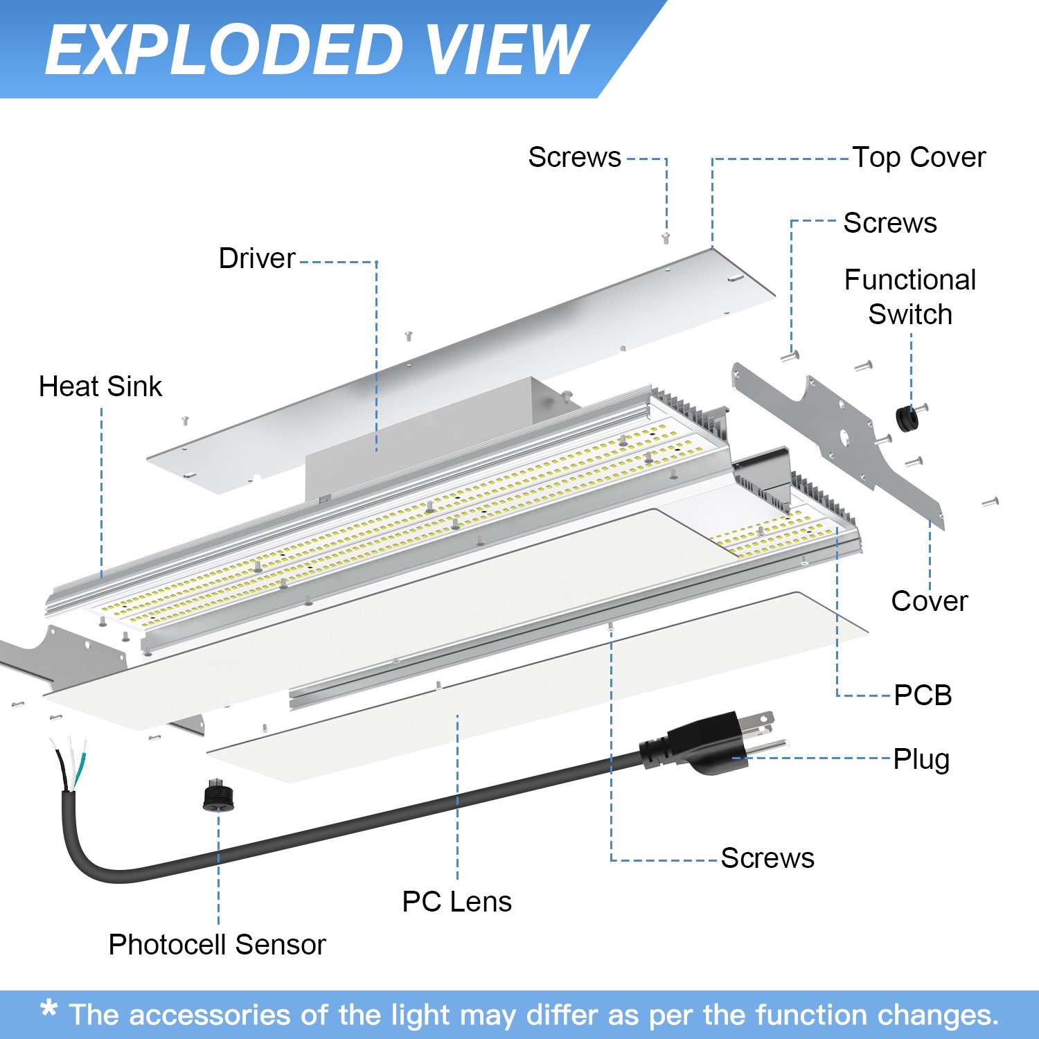 High Bay Light 150W 200W 240W 300W 400W CCT&WATT Adjustable Commercial Industrial Warehouse Workshop Linear High Bay Light