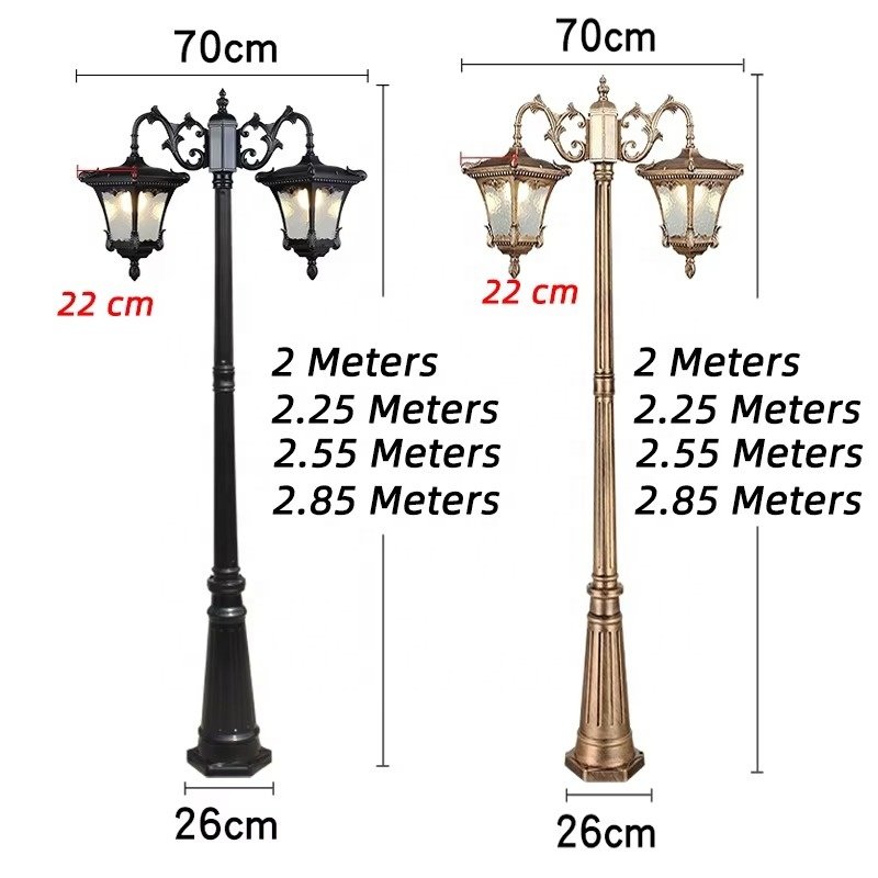 European Retro Waterproof Garden Lamp Post Lights Antique Bronze/black 2M 3M Creative Retro Outdoor Landscape Lamp for Garden