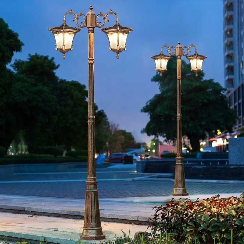 European Retro Waterproof Garden Lamp Post Lights Antique Bronze/black 2M 3M Creative Retro Outdoor Landscape Lamp for Garden