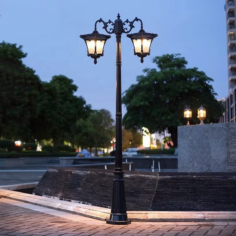 European Retro Waterproof Garden Lamp Post Lights Antique Bronze/black 2M 3M Creative Retro Outdoor Landscape Lamp for Garden