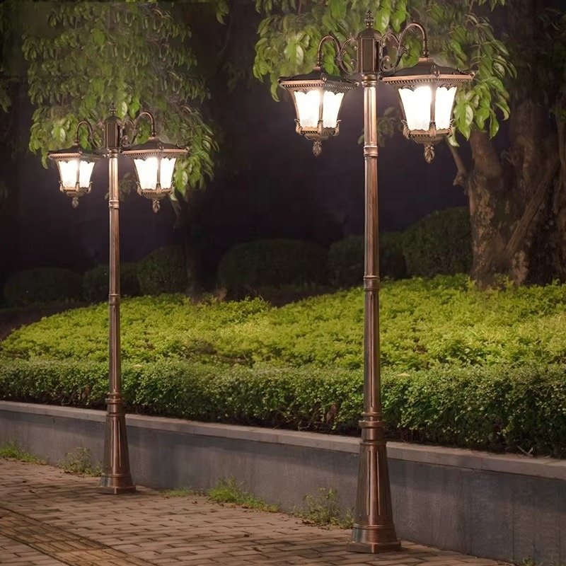 European Retro Waterproof Garden Lamp Post Lights Antique Bronze/black 2M 3M Creative Retro Outdoor Landscape Lamp for Garden