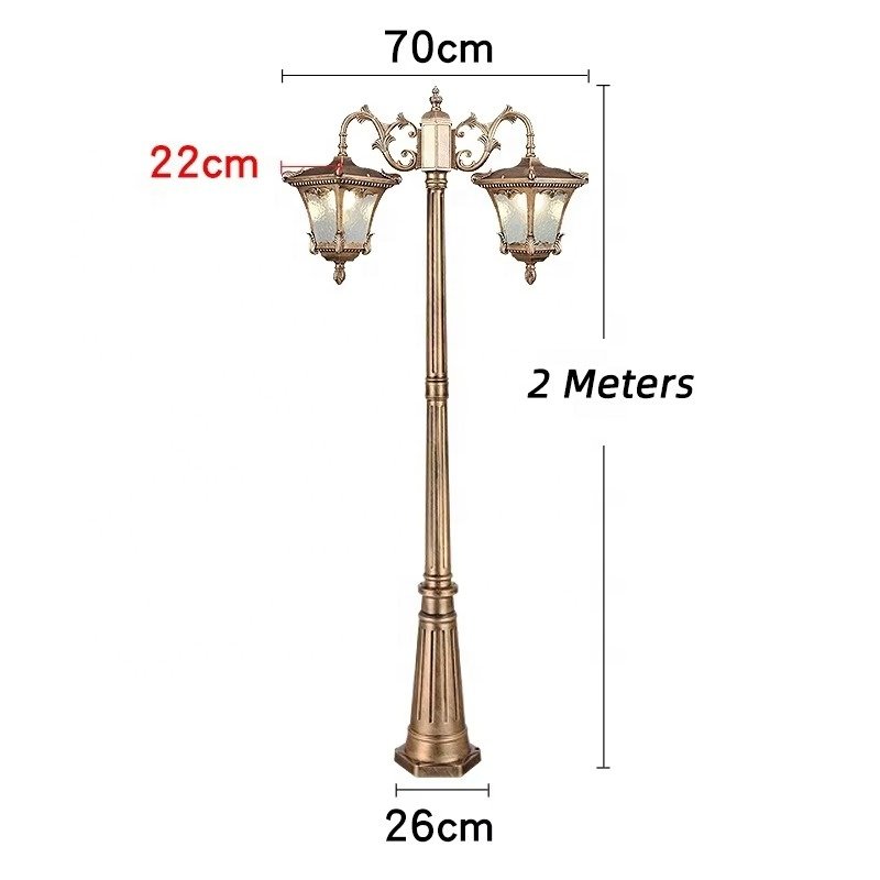 European Retro Waterproof Garden Lamp Post Lights Antique Bronze/black 2M 3M Creative Retro Outdoor Landscape Lamp for Garden