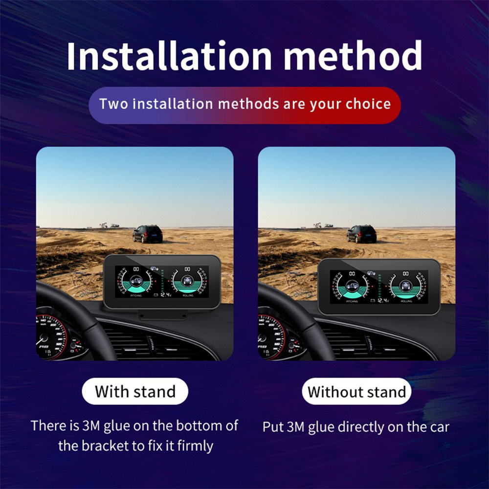 ELING Digital Inclinometer Clinometer Car Head up Display Angle Slope Meter With Volt Monitoring for Off-Road Vehicles for Auto