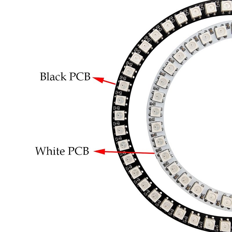 OEM RGBIC WS2812 Ring LED WS2812 8 16 24 35 45 128 LEDs Circle Pixel Light Black White PCB Board DIY 5V WS2812B LED Ring