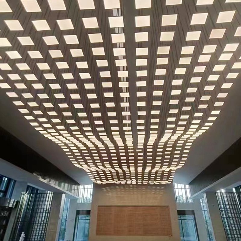 Business Gym Ceiling Pendant Light Customize Decoration square Black Box Ceiling Lamp with DMX RGB Dimmer Lamp
