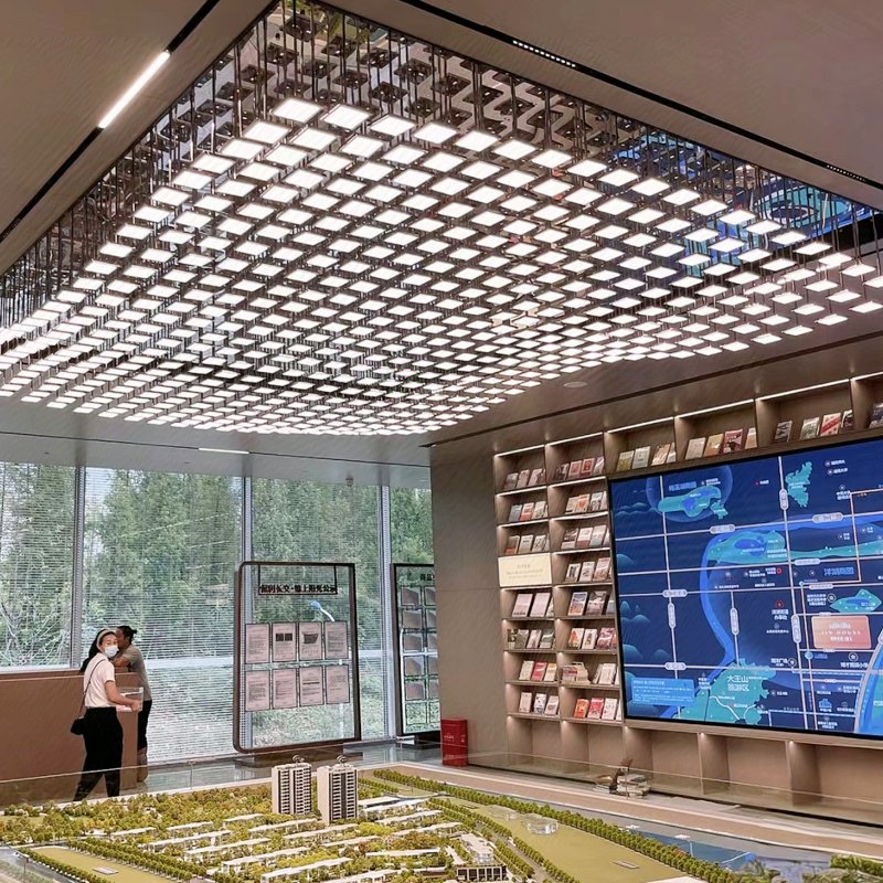 Business Gym Ceiling Pendant Light Customize Decoration square Black Box Ceiling Lamp with DMX RGB Dimmer Lamp