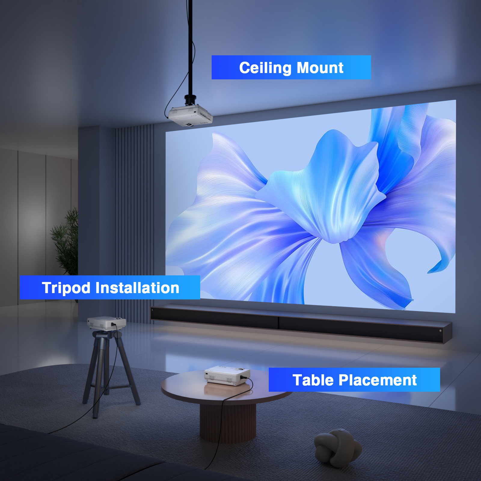 Portable 4K HD Projector for Home and Education Auto Focus Wireless Android 11 Home Theater with Conference Features