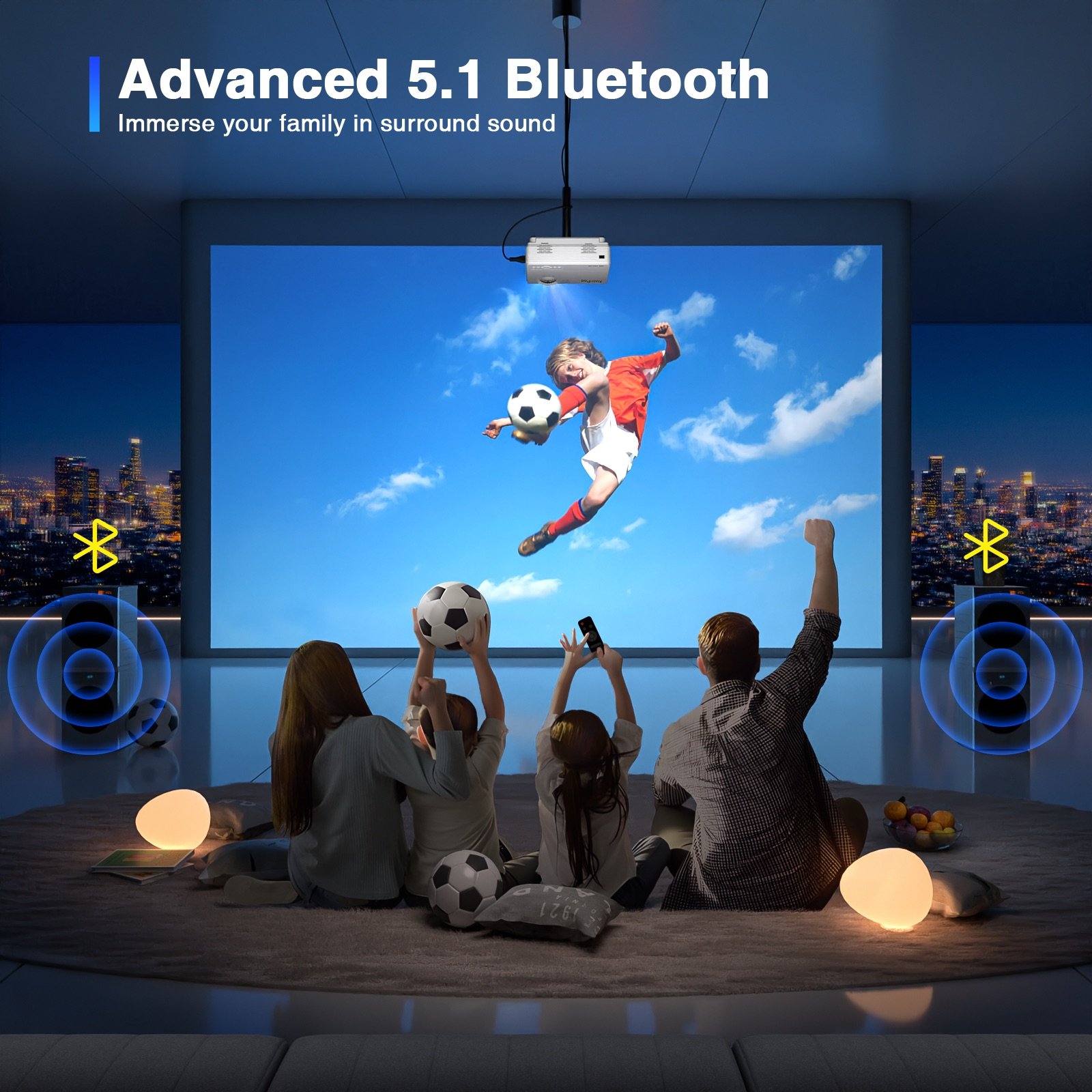 Portable 4K HD Projector for Home and Education Auto Focus Wireless Android 11 Home Theater with Conference Features