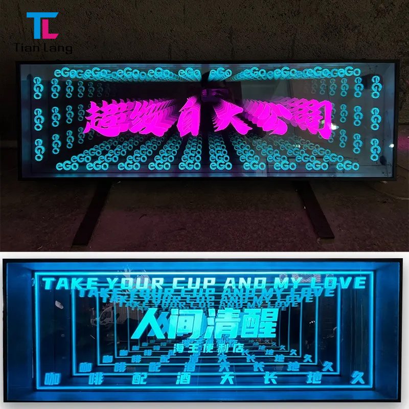 Factory Direct Selling New Mirror Acrylic Bedroom Decor Blue Neon Mirror Led 3d Infinity Mirror Custom