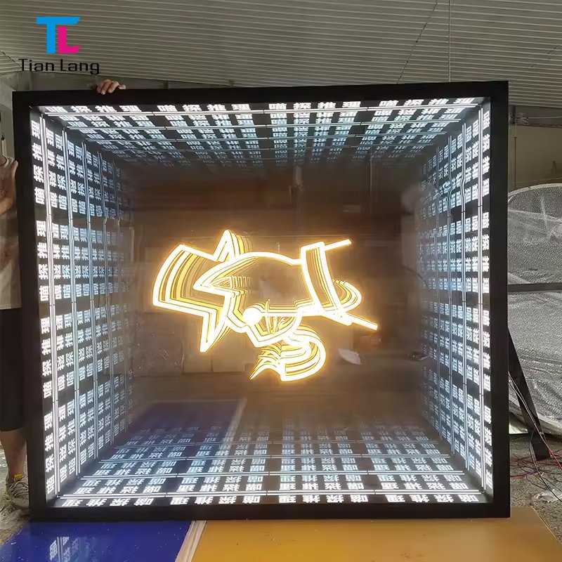 Factory Direct Selling New Mirror Acrylic Bedroom Decor Blue Neon Mirror Led 3d Infinity Mirror Custom