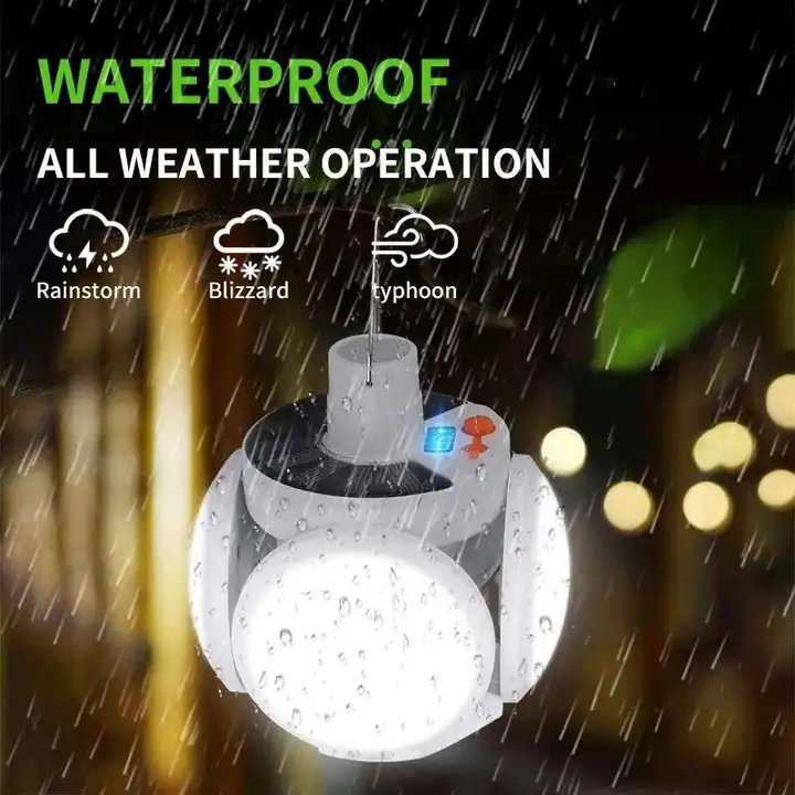 Solar Night Light Football Bulbs Rechargeable Light with Led Lantern Folding with Cable for Garden Office Tent Carton Led Bulb