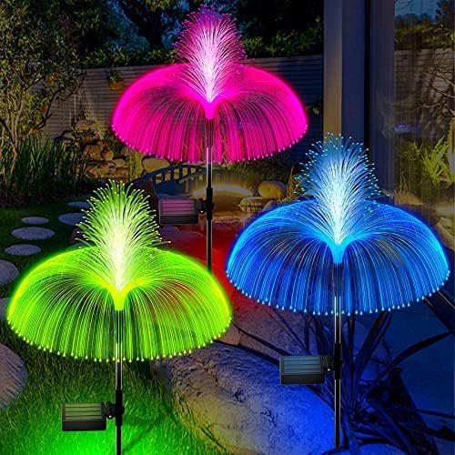 2024 New Solar Light Garden Decorative Flowers Waterproof Lights Jellyfish Colorful LED Powered Landscape for Patio Yard Outdoor