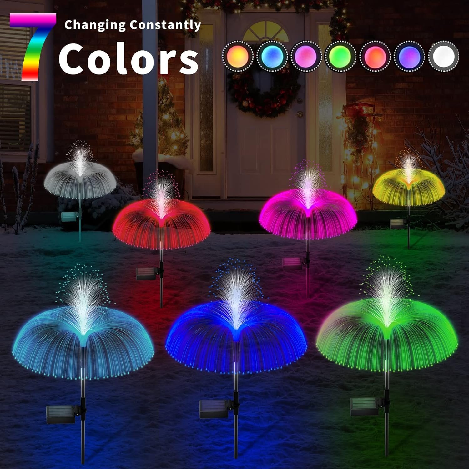 2024 New Solar Light Garden Decorative Flowers Waterproof Lights Jellyfish Colorful LED Powered Landscape for Patio Yard Outdoor