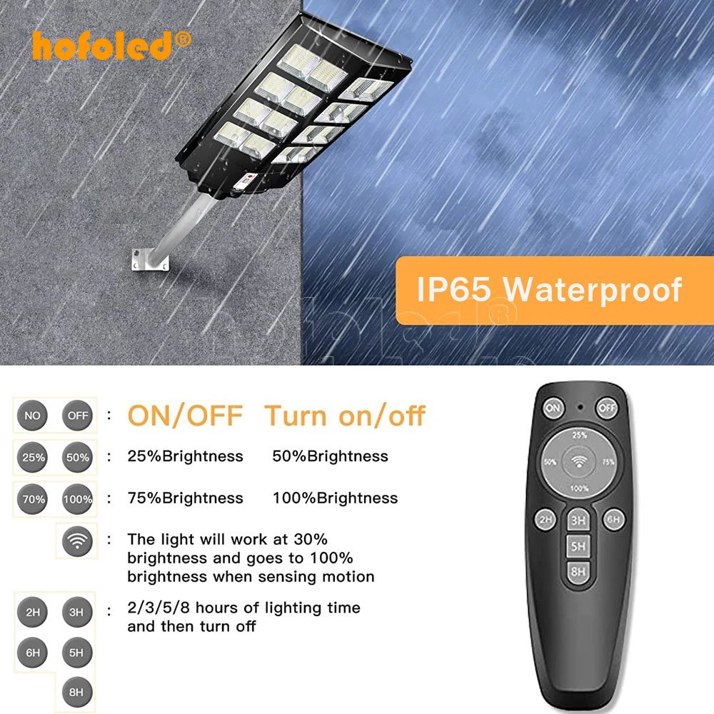 HOFOLED Aluminum Outdoor Solar Street Lamp With Remote Control Waterproof Garden 2000W 600W 800W 1000W Solar Street Light
